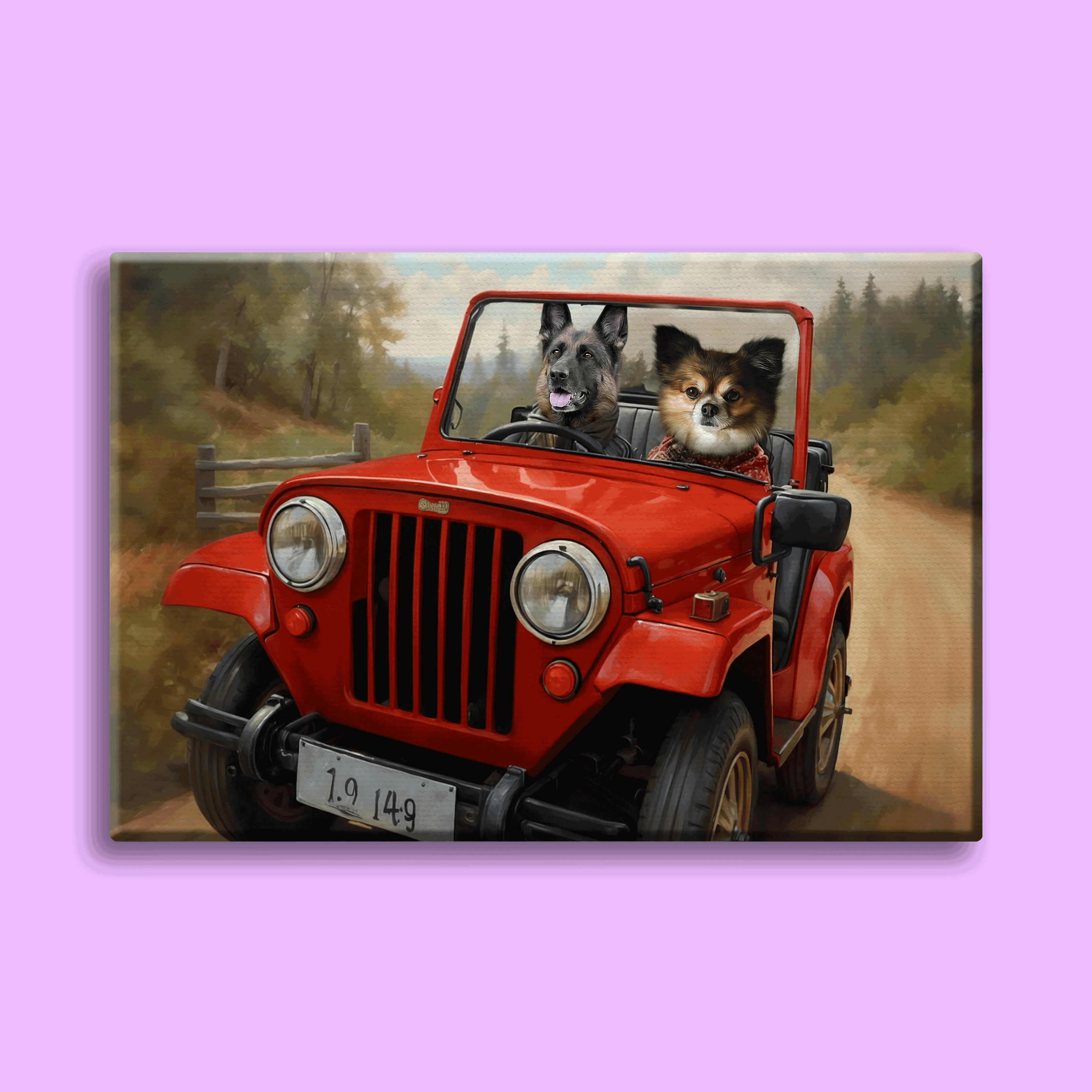 Road Trip Paws – Custom Multi-Pet Adventure Portrait